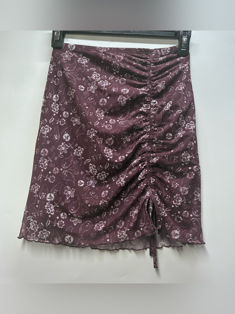 Hollister XS Ultra High Rise Floral Ruched Mini Skirt Ruffle Fairy Garden Party